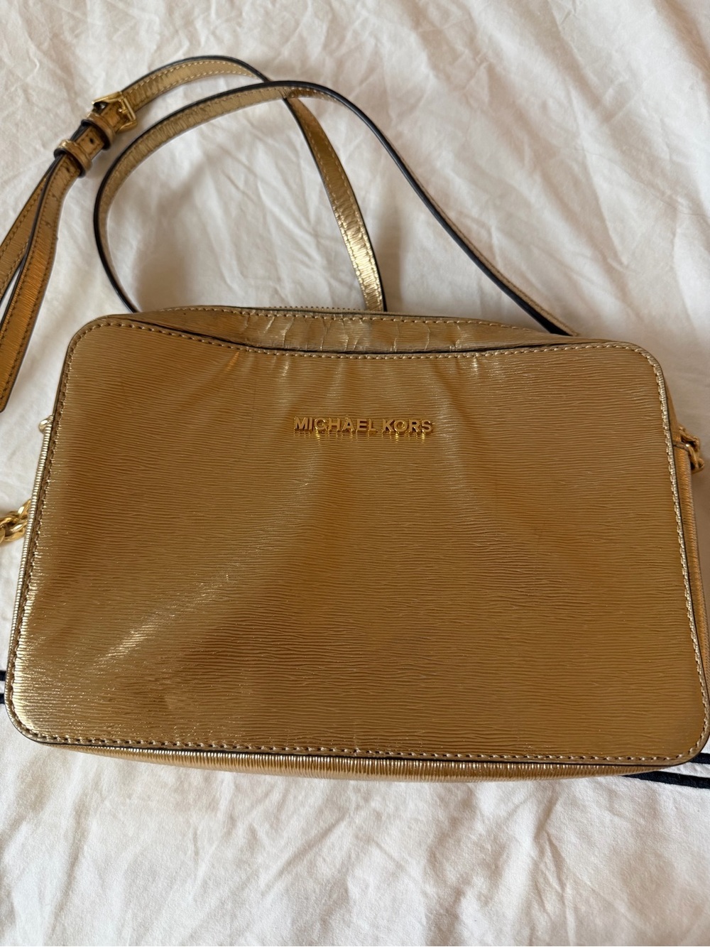 Michael Kors Metallic Gold Crossbody Shoulder Bag